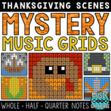 Thanksgiving Mystery Music Grids - Whole, Half, and Quarter Notes Digital Resources